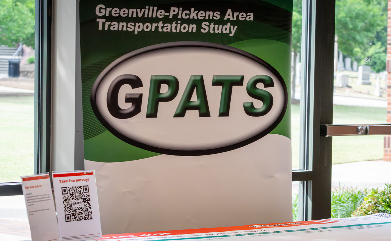 Table and banner set up for Greer GPATS public meeting.