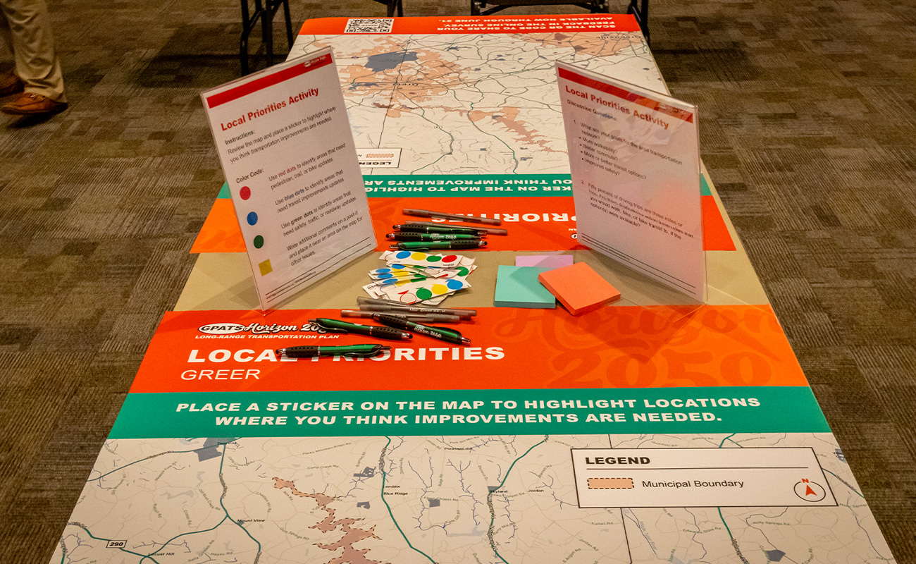 Table map activity set up at Greer GPATS public meeting.